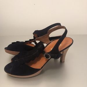 Paul Green Navy suede sandal heels